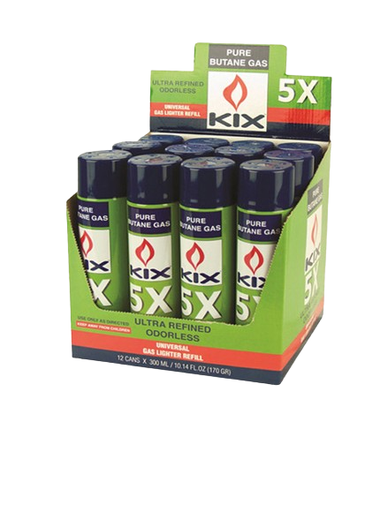 [BUT-KIX01] KIX Butane 5 X 300mL 12ct. UN1011, No UPS Shipping Allowed/Call for freight charges-Only for Wholesale Resale 